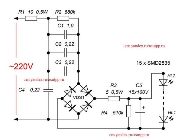 Diagram av en enkel LED-lampa föraren