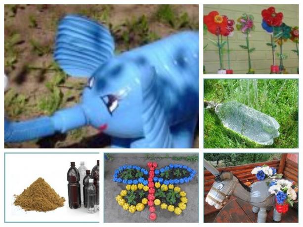 Hantverk för trädgård, gård, trädgård med sina egna händer från plastflaskor med bilder