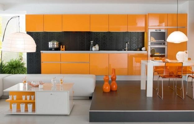 Vit-orange kök (42 foton), orange-grått: hur man skapar en design med egna händer, instruktioner, foto- och videohandledning