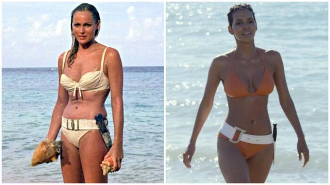 Bondbrud i bikini Ursula Anders (1962) och Halle Berry (2002).