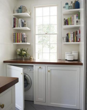 Hur vackert arrangerade en tvättmaskin i badrummet: 6 smarta idéer