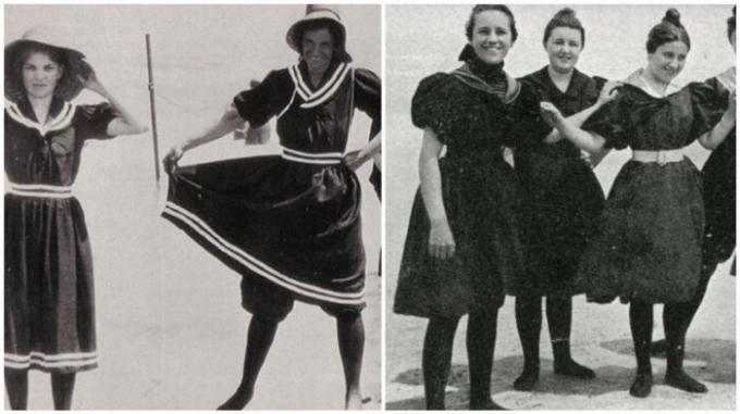 Badkläder början av 20-talet, i alla fall, "Puritan" stil.