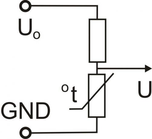 Figur 3. Typisk inkludering av en termistor i termiska stabiliseringskretsar