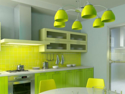Vita och gröna kök - lugn och mysig interiör