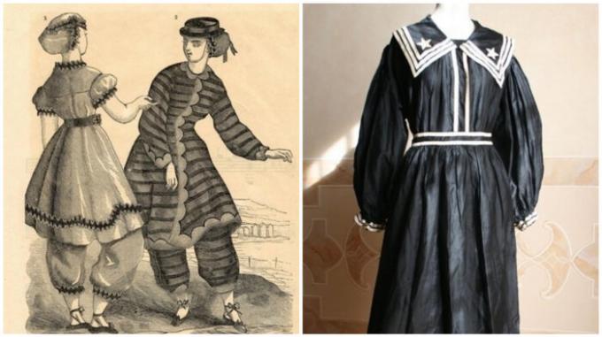 Badkläder 19th century: obekväma, men anständigt.
