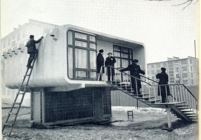 Experimentell plast hus, byggt i Sovjetunionen 1961.