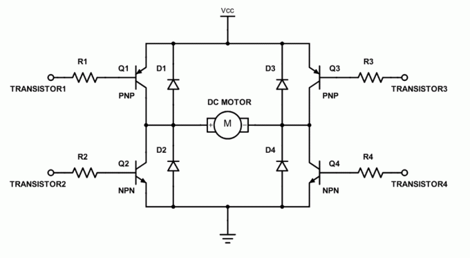Fig. 5. Fullt schema H-brygga med dioder