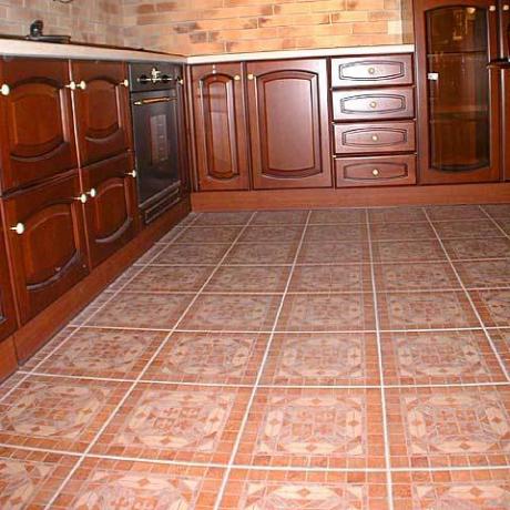 Keramiskt golv i köket