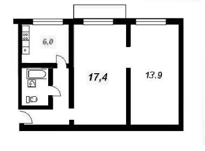 Projekt av en två-rums lägenhet II-29-03