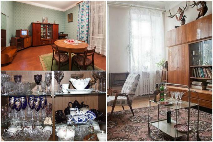 Sovjetiska möbler och familjen set.